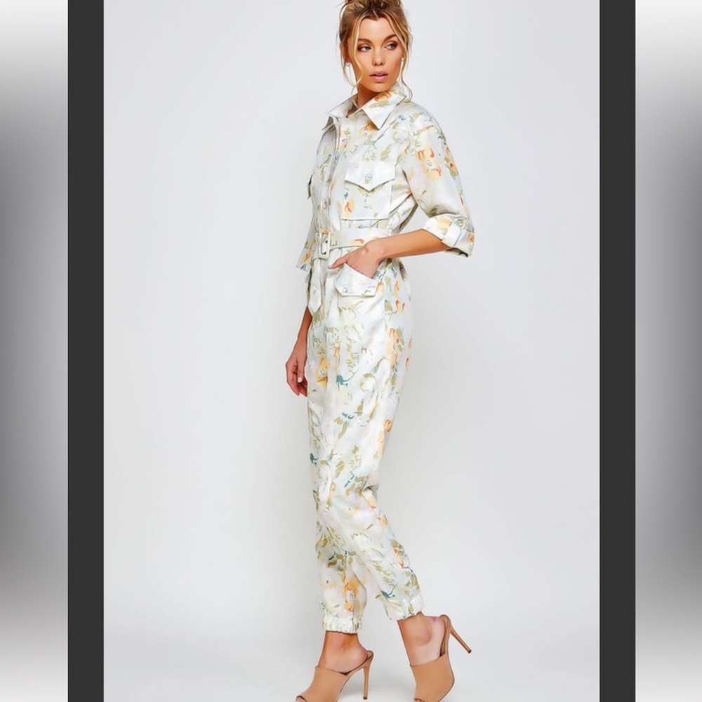 Floral Print Utility Jumpsuit